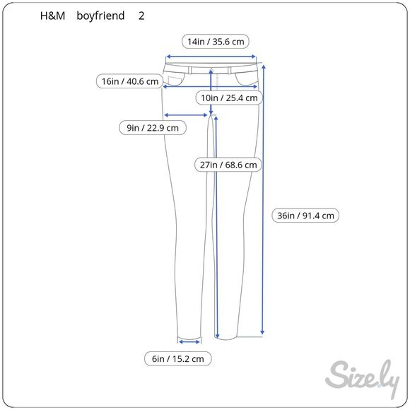 H&M Jeans 2 Womens Light Wash Skinny Leg Button Fly High Rise Boyfriend Low Wais - Picture 2 of 6